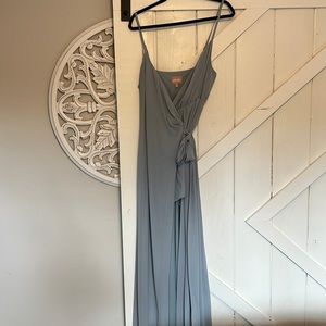 Show Me Your Mumu Liz Maxi Dress Bridesmaid - Steel Blue Chiffon - Medium
